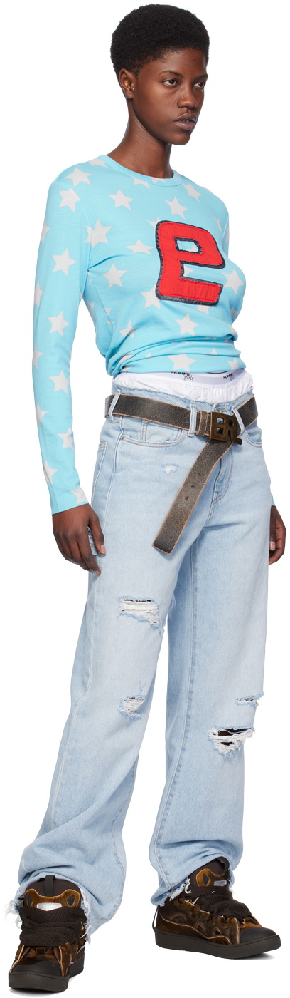 ERL Blue Printed Long-Sleeve T-Shirt