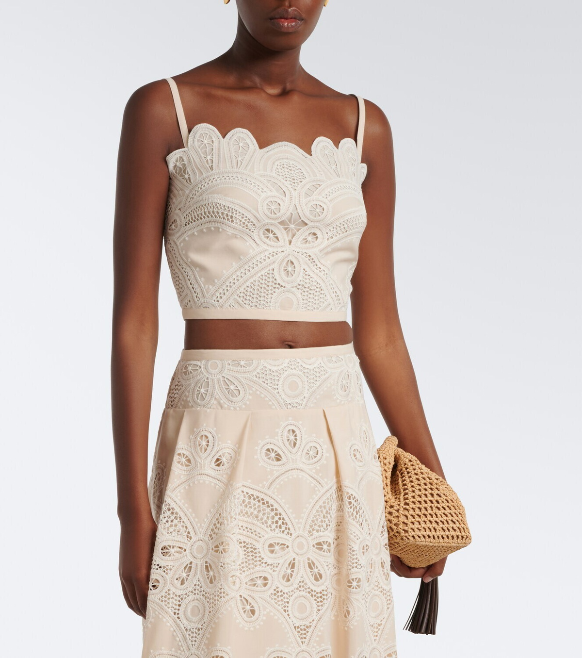 Elie Saab Embroidered scalloped crop top