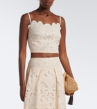 Elie Saab Embroidered scalloped crop top