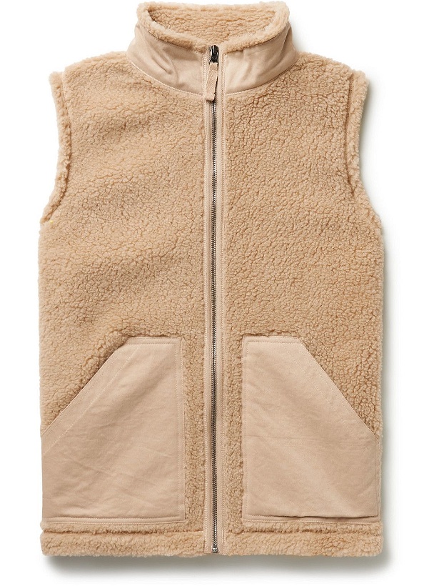 Photo: Hartford - Cotton Twill-Trimmed Sherpa Gilet - Brown