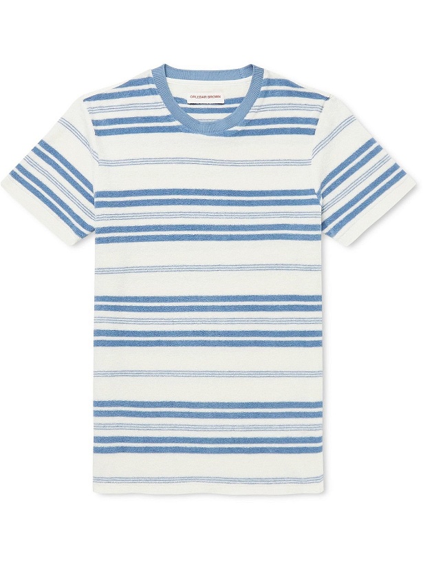 Photo: Orlebar Brown - Sammy Striped Cotton-Terry T-Shirt - Blue