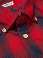 KITON - Button-Down Collar Checked Cotton and Lyocell-Blend Shirt - Red - EU 41