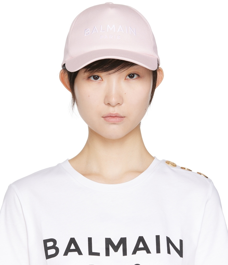 BALMAIN ロゴキャップ ピンク Balmain Pink Signature Vinyl Cap Balmain
