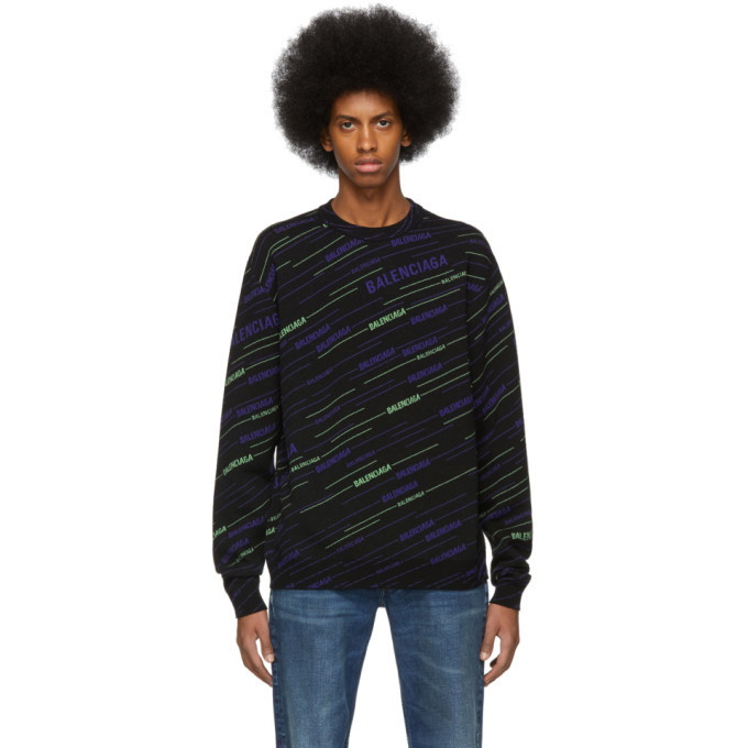 Photo: Balenciaga Black and Blue Wool Jacquard Turtleneck