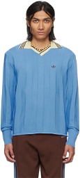Wales Bonner Blue adidas Originals Edition Football Long Sleeve Polo