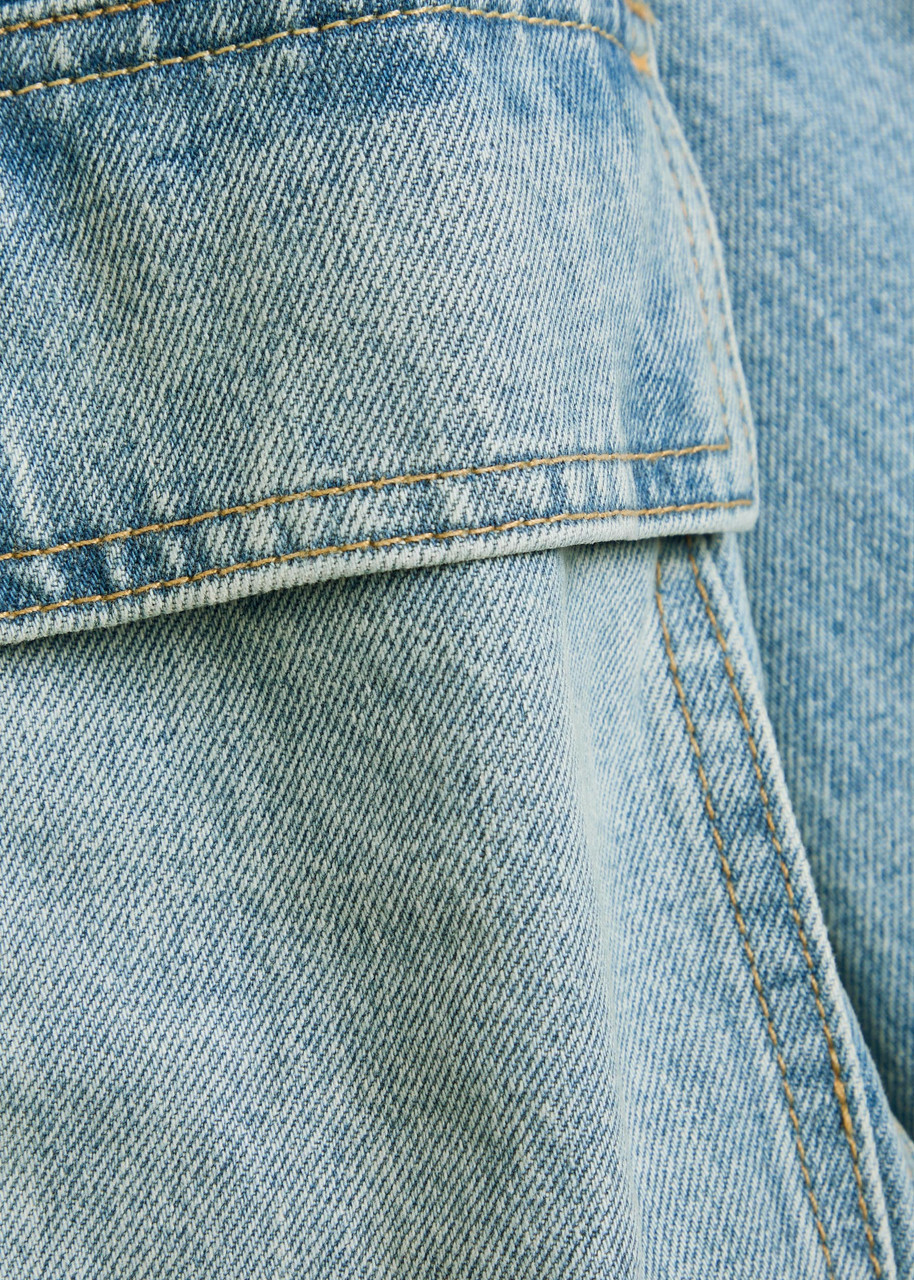 Nili Lotan Marilou High-neck Denim Jacket Light Blue