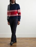 Thom Browne - Slim-Fit Appliquéd Checked Jacquard-Knit Cotton-Blend Sweatshirt - Red