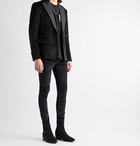 AMIRI - Slim-Fit Silk Satin-Trimmed Cotton-Blend Velvet Blazer - Black