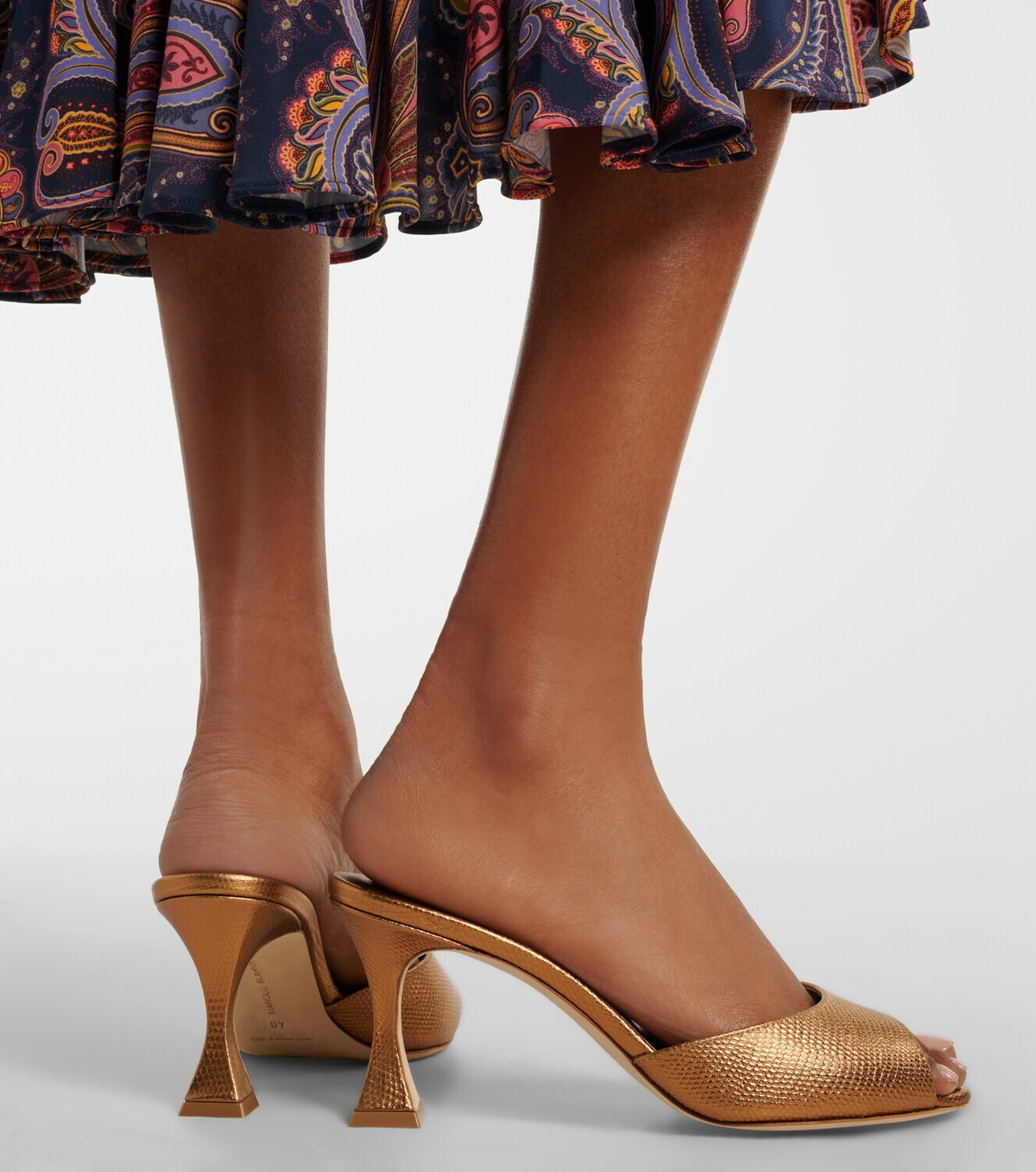 Manolo Blahnik Jadaron metallic leather mules