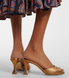 Manolo Blahnik Jadaron metallic leather mules