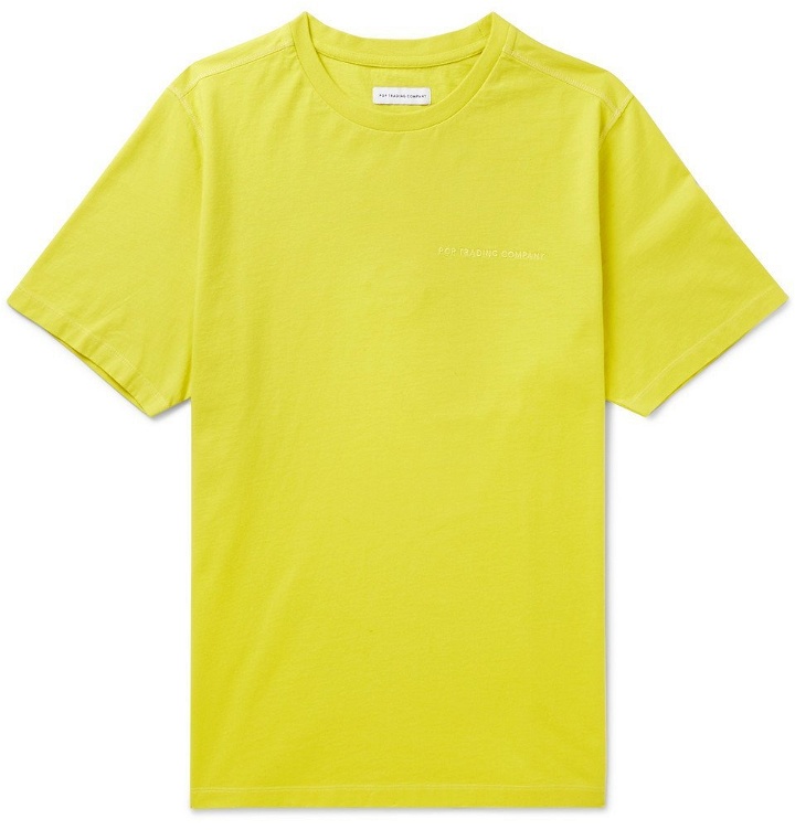 Photo: Pop Trading Company - Logo-Embroidered Cotton-Jersey T-Shirt - Yellow