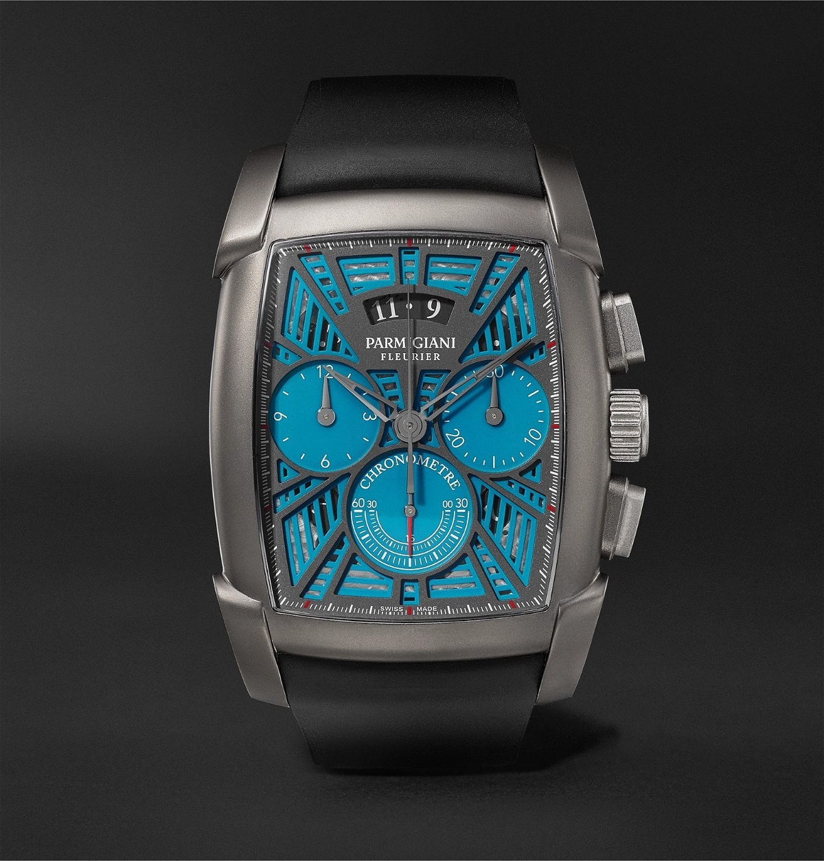 Photo: Parmigiani Fleurier - Kalpagraphe Limited Edition Chronograph 48mm Titanium and Rubber Watch - Blue