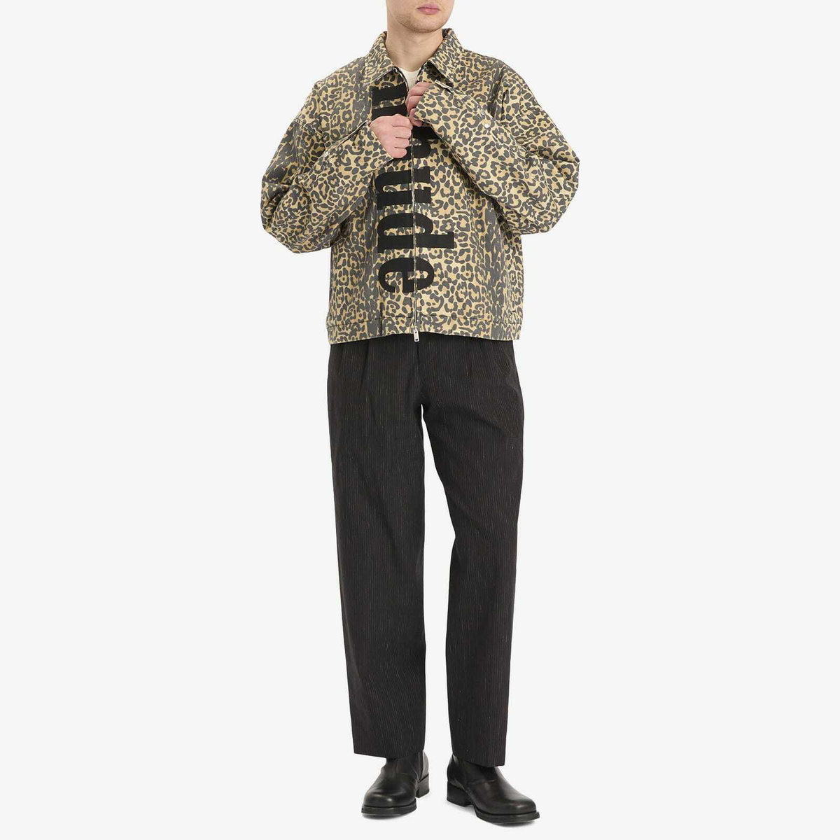 Rhude Men's Leopard Work Jacket in Black/Tan