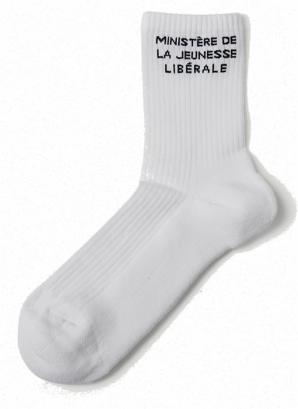 Photo: Liberal Youth Ministry - Logo Intarsia Socks in White