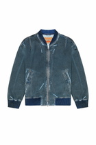 Diesel Bomber jacket in used-effect coated denim - Denim Jackets Mens in Blue