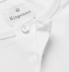 Kingsman - Contrast-Tipped Cotton and Cashmere-Blend Henley T-Shirt - White