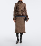 Sacai Fringed tweed and denim jacket