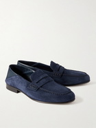 Manolo Blahnik - Plymouth Collapsible-Heel Suede and Leather Penny Loafers - Blue