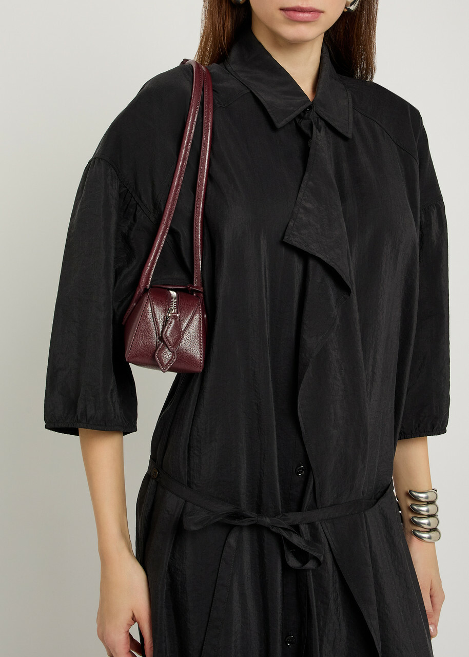 Lemaire Belted Brushed Silk-blend Midi Shirt Dress Black