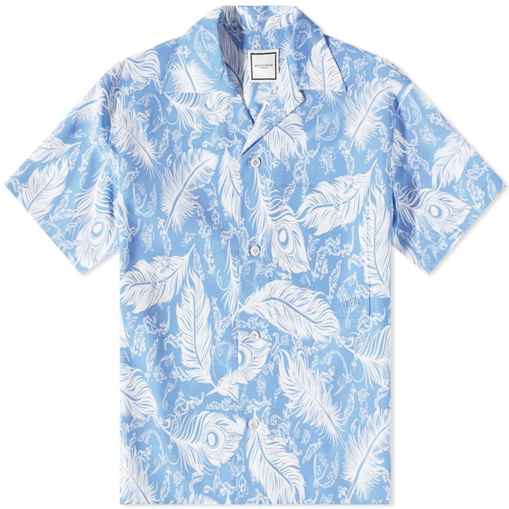 Photo: Wooyoungmi Men's Leaf Print Vacation Shirt in Blue
