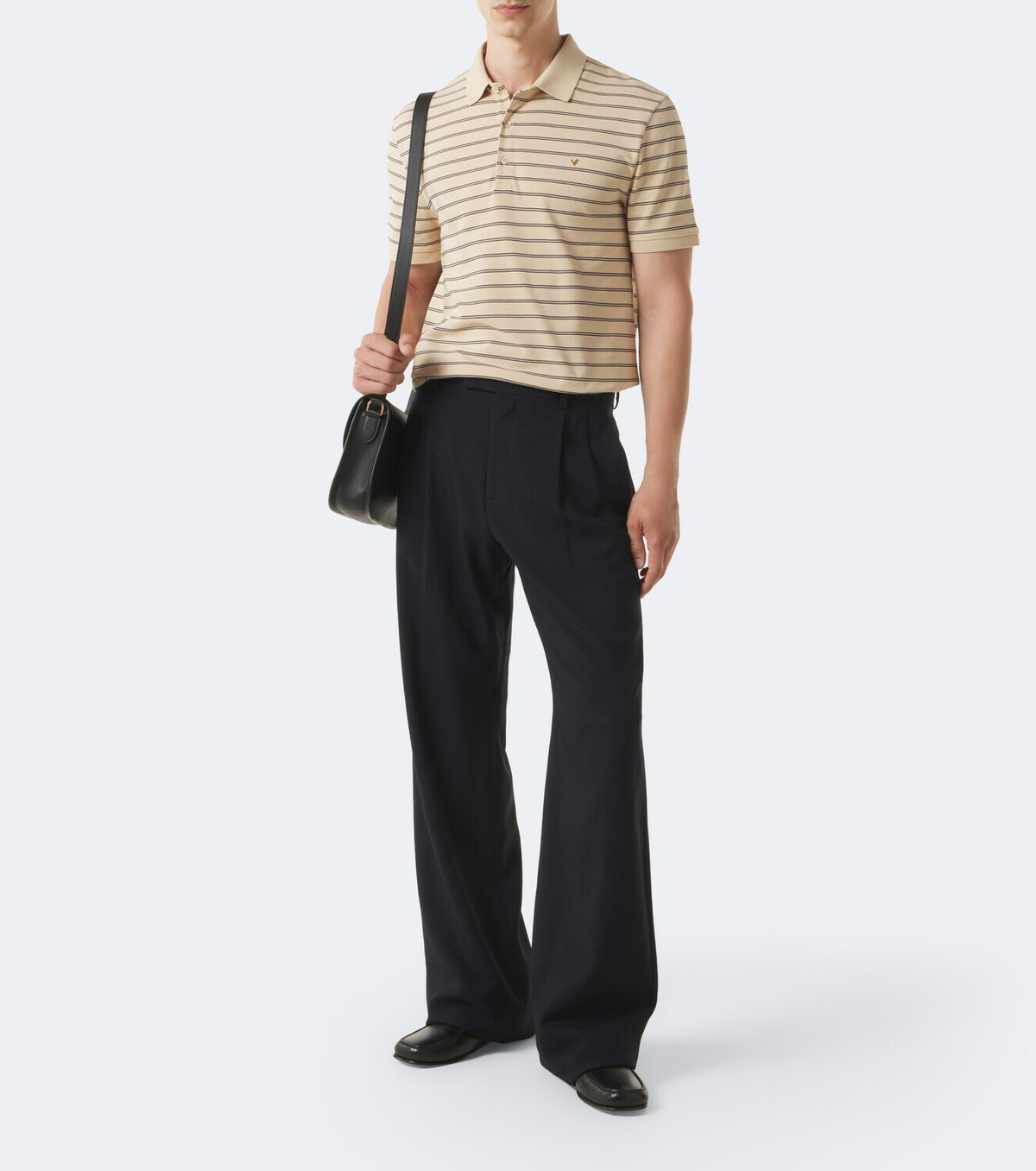 Valentino VGold striped cotton polo shirt