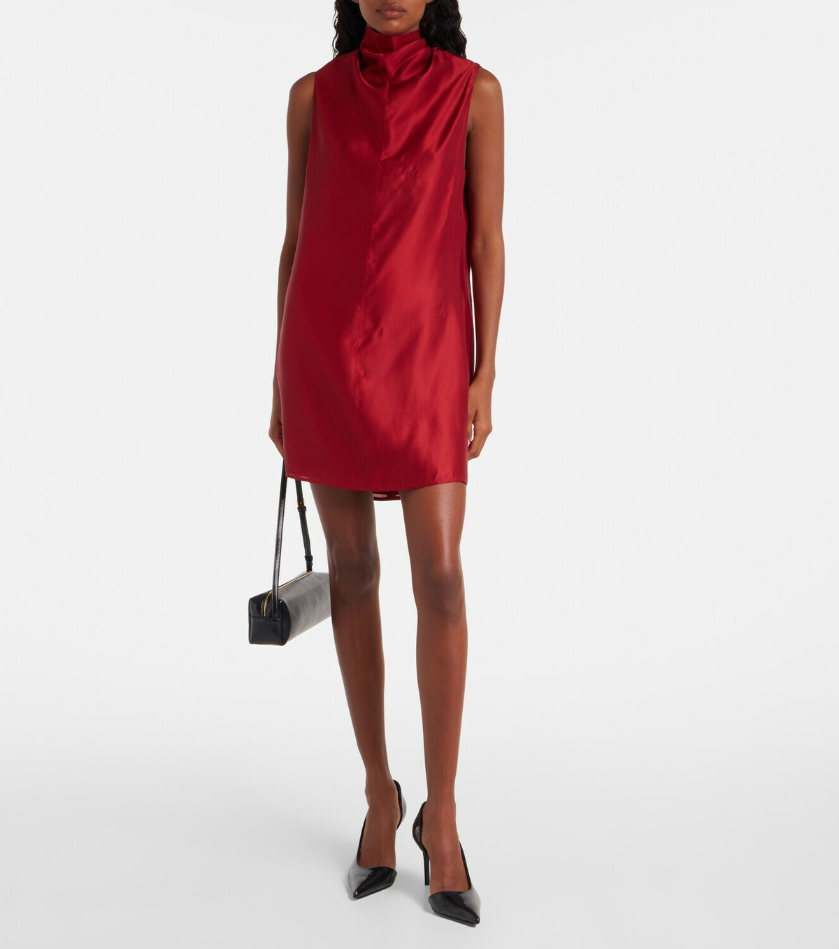 Khaite Daria turtleneck satin minidress