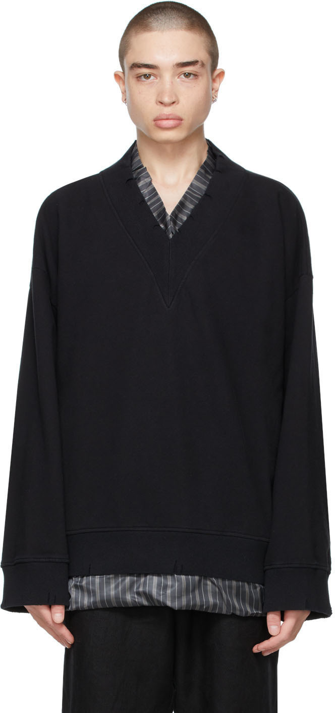 Maison Margiela Black V-Neck Sweatshirt Maison Margiela
