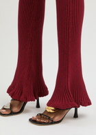 Blumarine Space-dyed Ribbed-knit Trousers Burgundy