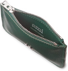 AMI - Logo-Detailed Full-Grain Leather Zipped Cardholder - Green