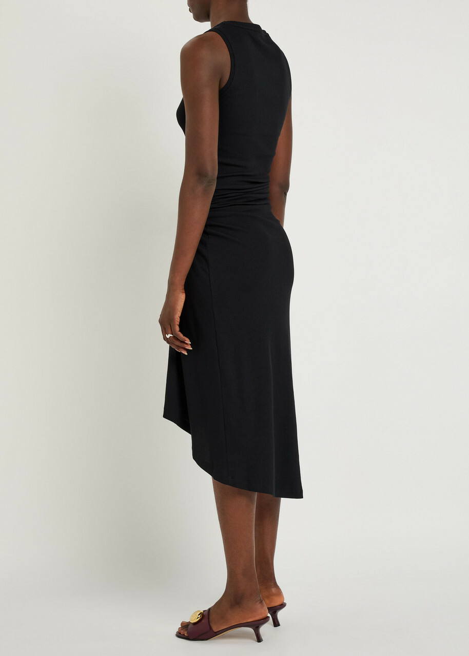 Loewe Draped Stretch-cotton Midi Dress Black