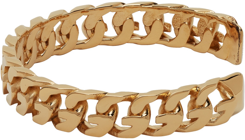 Givenchy Gold G Chain Open Bangle Bracelet