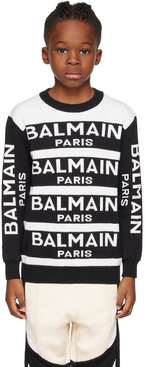 Balmain Kids Black Jacquard Sweater