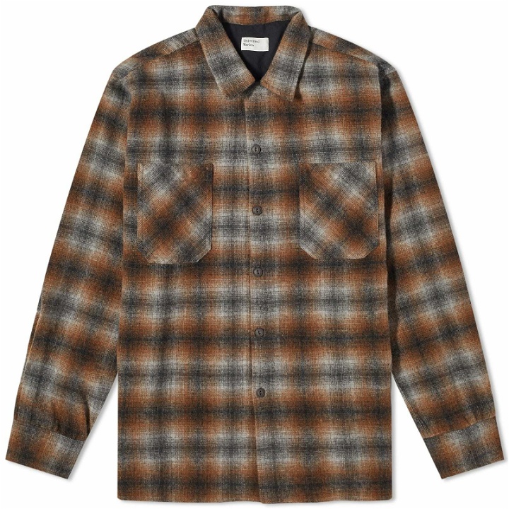 Photo: Universal Works Men's Wool Flannel Work Shirt in Brown Check