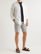 Officine Générale - Phil Straight-Leg Striped Cotton-Seersucker Drawstring Shorts - Gray