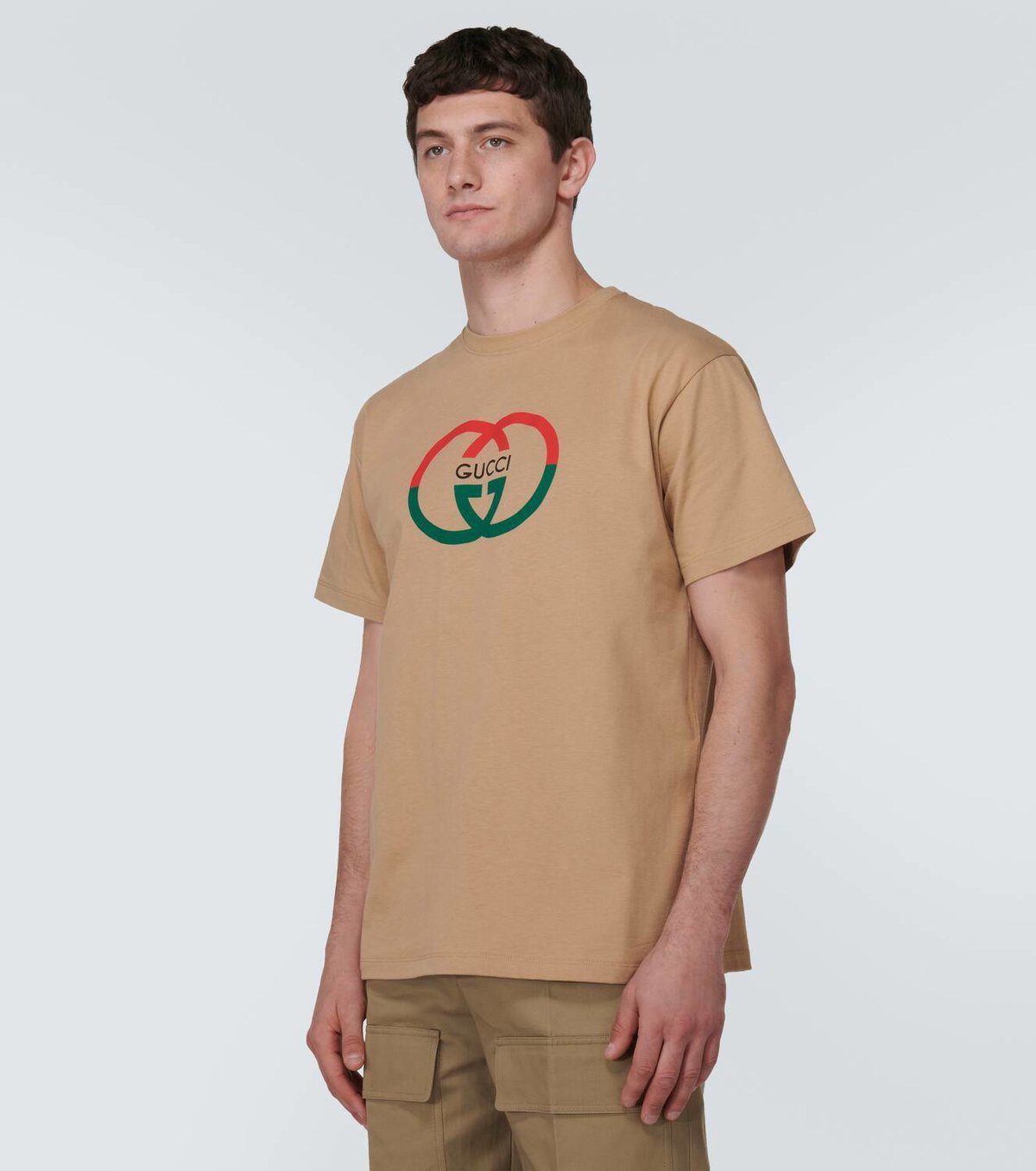 GUCCI グッチ インターロッキングG コットンジャージー Tシャツ S コットンジャージー プリント Tシャツ ・ホワイト | GUCCI公式