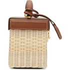 Mark Cross Tan and Off-White Rattan Mini Grace Cube Top Handle Bag