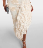 Rotate Bridal floral-appliqué maxi dress