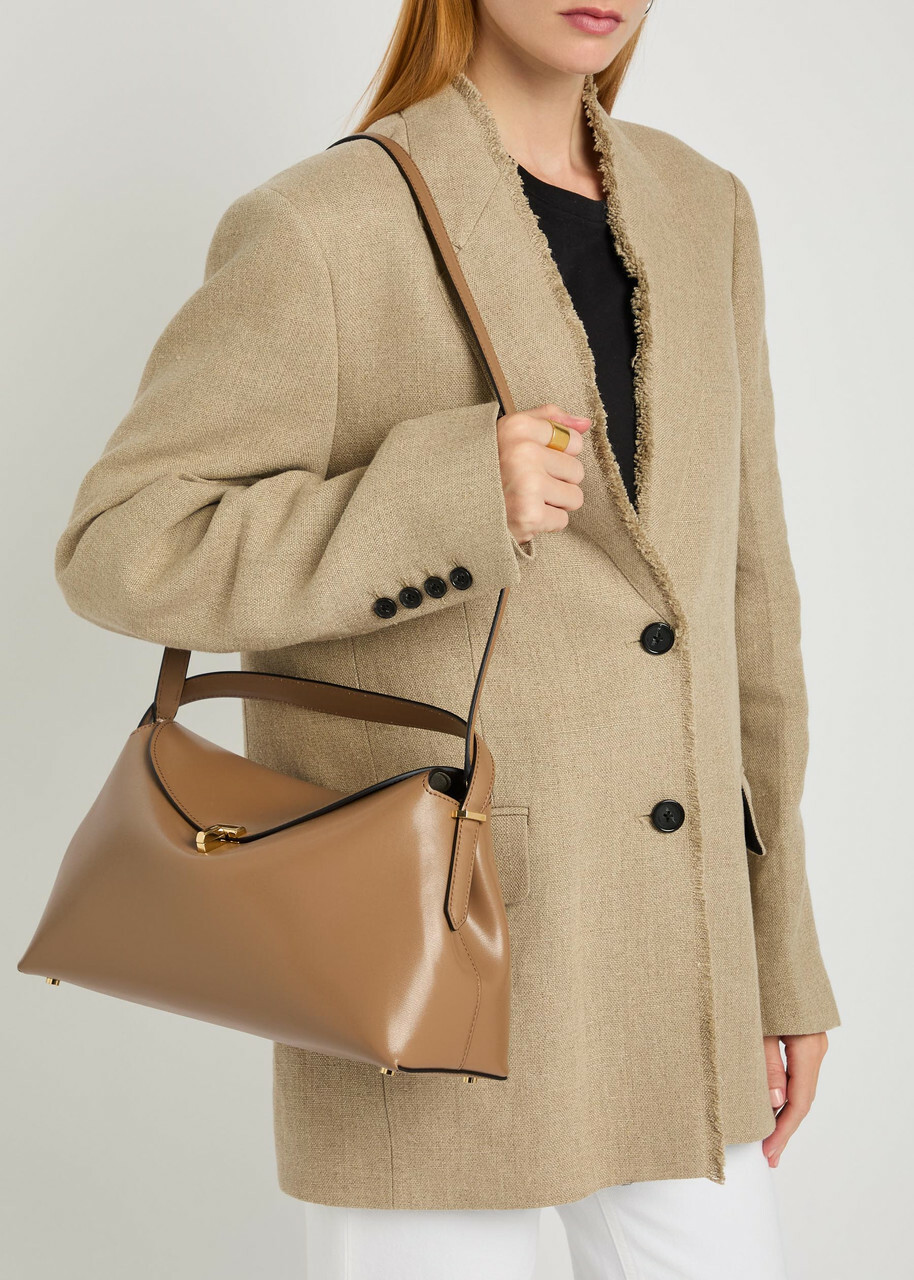 Toteme T-lock Leather top Handle bag - Camel - One Size