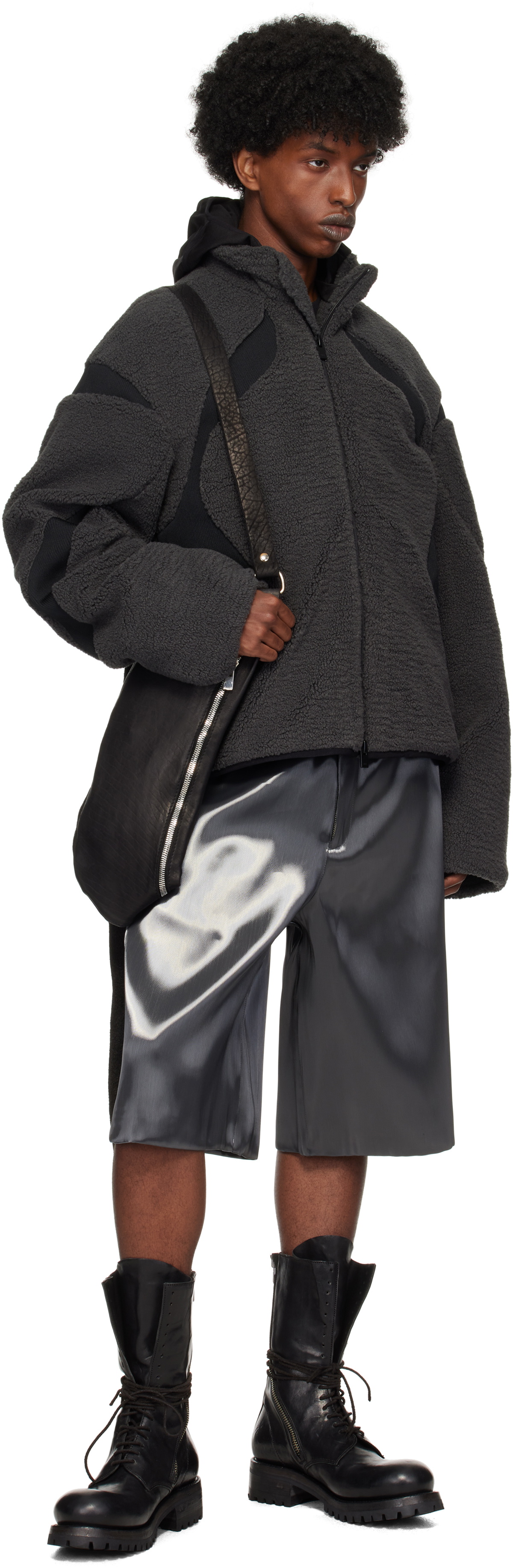 HELIOT EMIL Black & Gray Custos Fleece Jacket