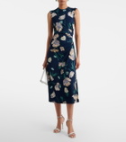Erdem Draped floral jersey midi dress