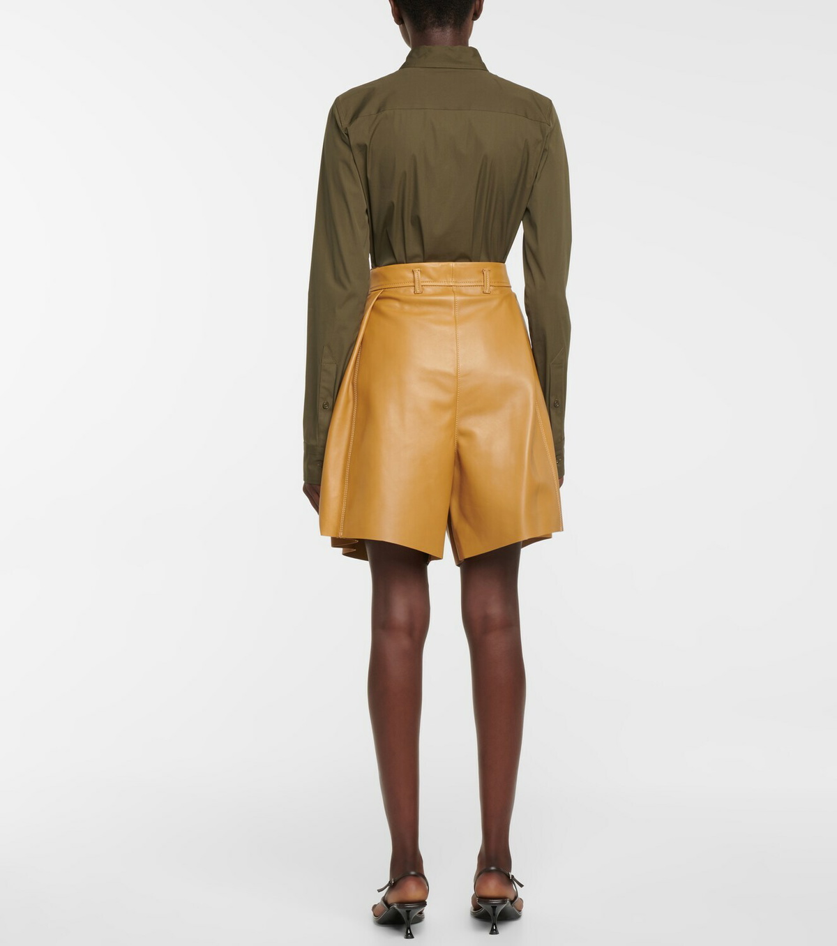Petar Petrov Gisa high-rise wide leather shorts