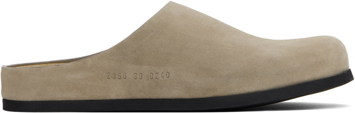 Photo: Common Projects Taupe Suede Clog Loafers