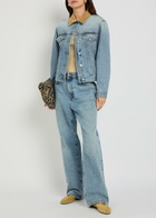 Rohe Suede Collar Denim Jacket Light Blue
