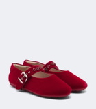 Simone Rocha Embellished velvet Mary Jane flats