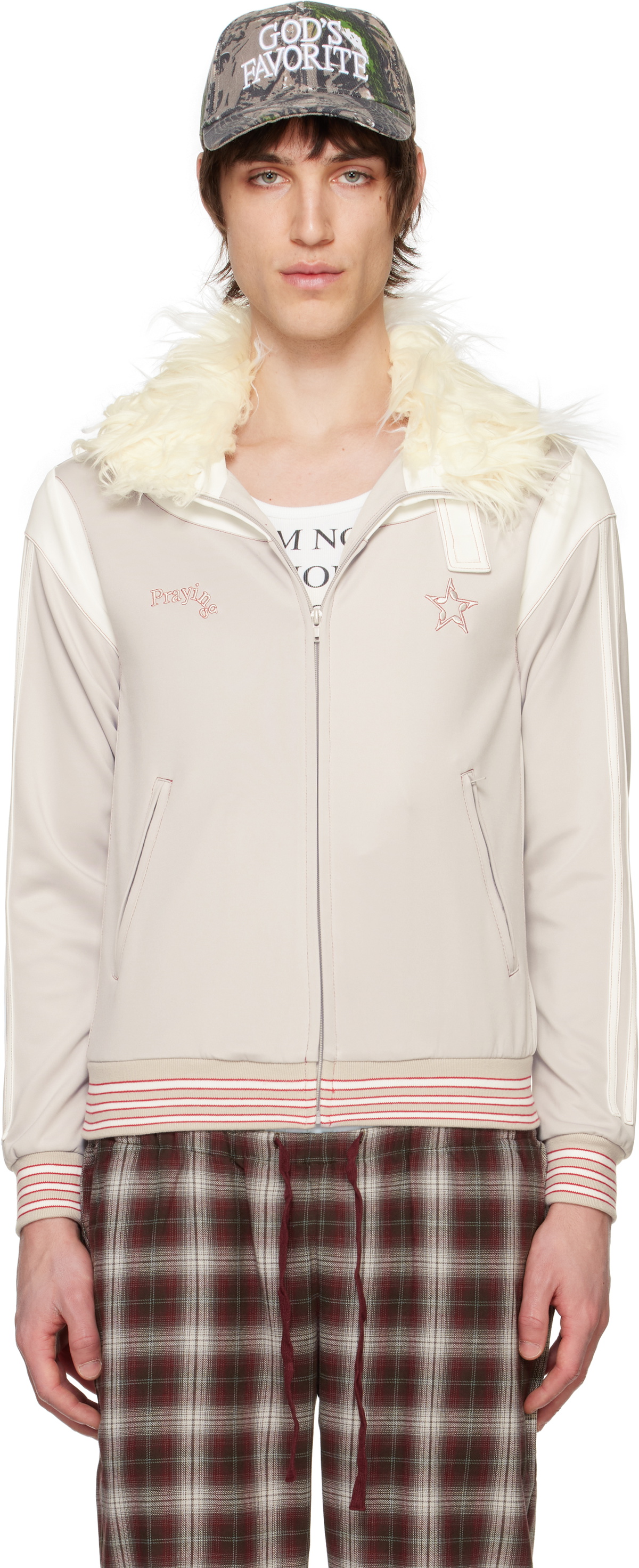 ジャケット・アウター praying FUR TRACK JACKET PRAYING Faux-Fur Track Jacket in Gray for Men | Lyst