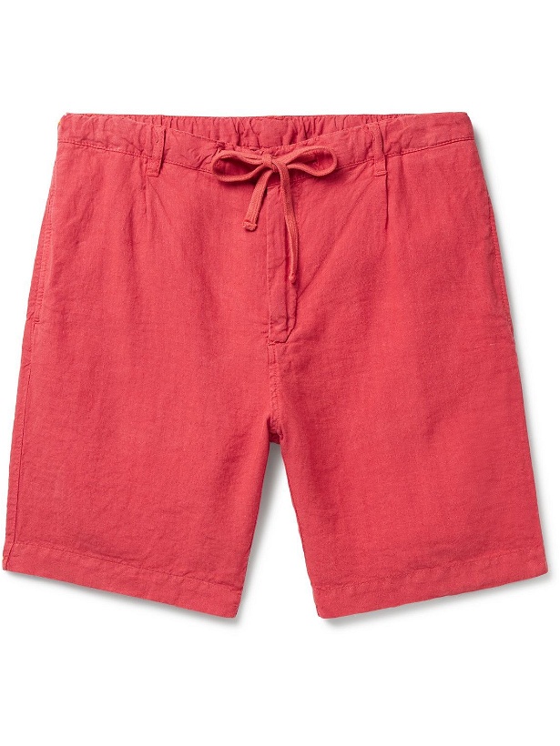 Photo: Hartford - Tank Straight-Leg Linen Drawstring Shorts - Red