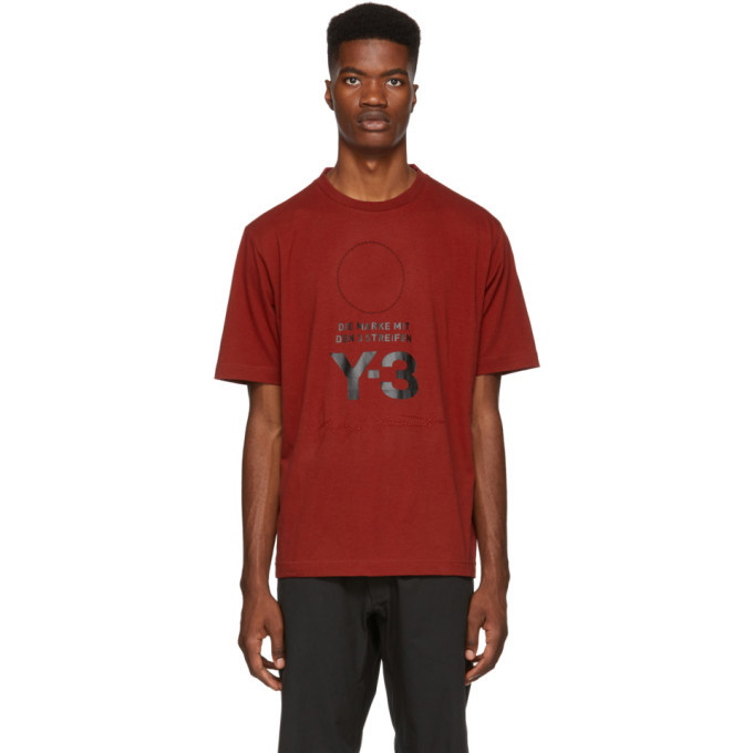Photo: Y-3 Red Stacked Logo T-Shirt