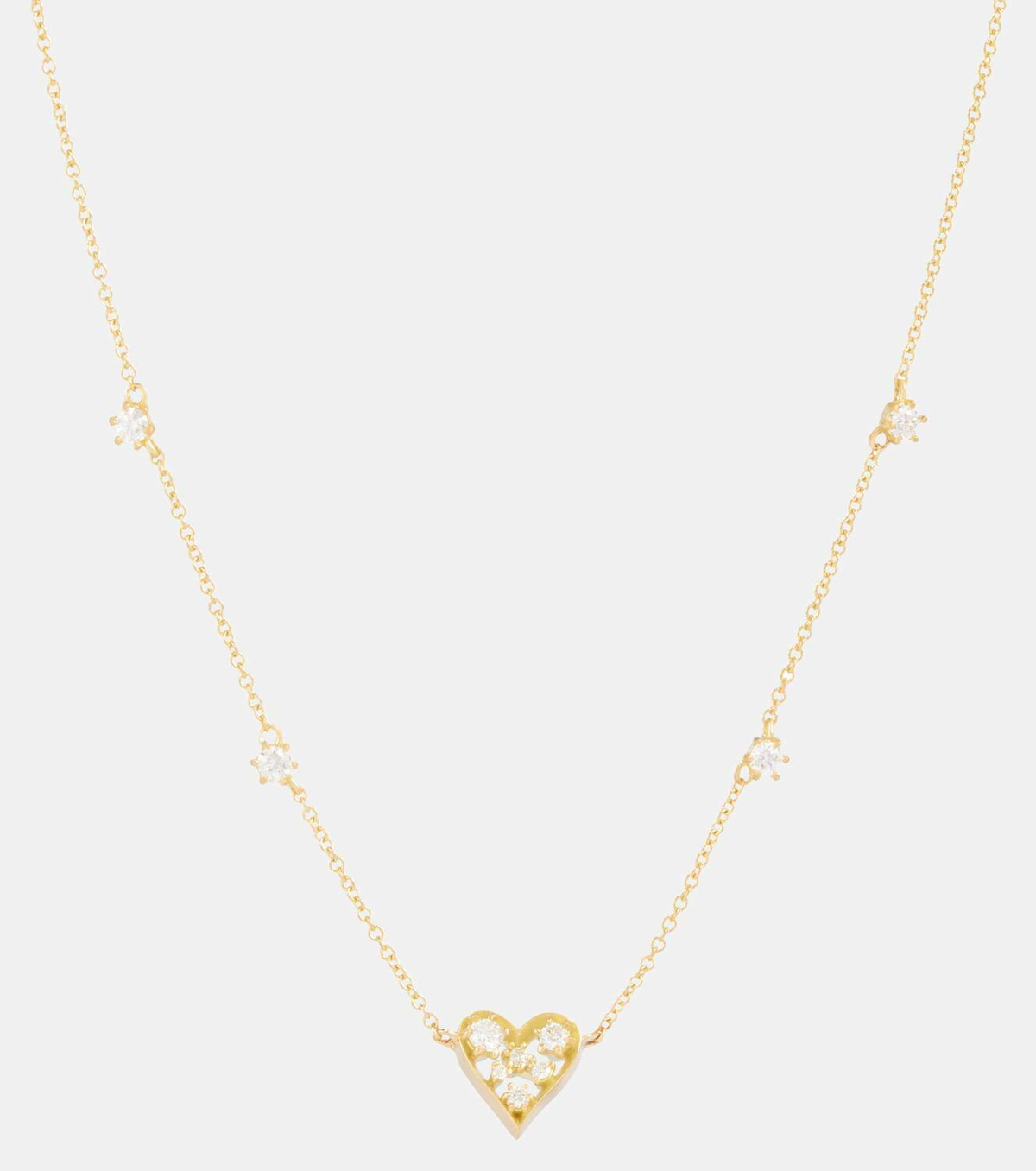 Jade Trau Margot Heart Mini 18kt gold necklace with diamonds