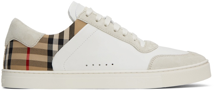 Photo: Burberry White & Beige Check Sneakers