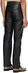 Sunflower Black Straight-Fit Leather Trousers